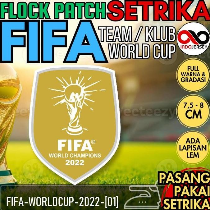 Produk Terbaik] Patch Badge Flock Semi Woven Setrika iron-on Jersey Sepak Bola FIFA WORLD CUP CHAMPI
