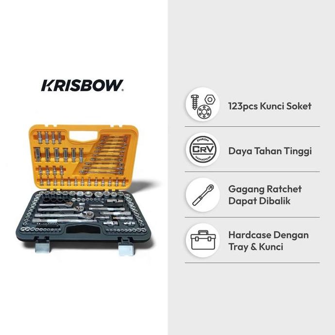 Krisbow Set 123 Pcs Kunci Sok Sq 1/4-1/2 Inci Lrsos2 Kualitas Terbaik Harga Termurah