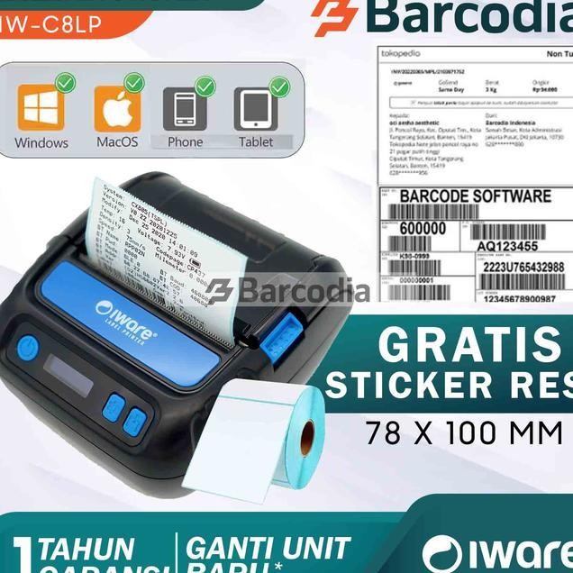 Printer Label Bluetoothusb Thermal 80Mm Iware Iw80Lp On
