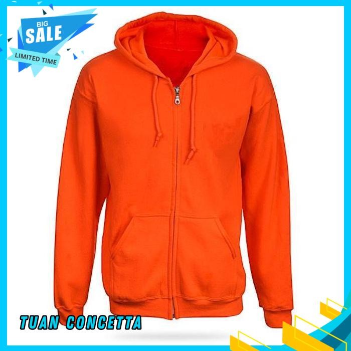 JAKET HOODIE SLETING ZIPPER RESLETING ZIPER DISTRO OREN ORANGE ORANYE JINGGA WARNA POLOS CUSTOM INDO