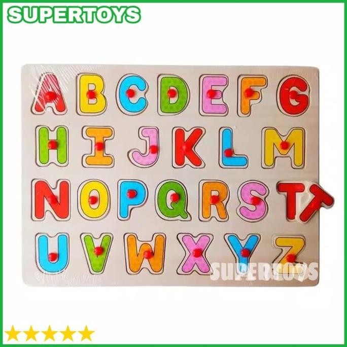 DB251 }} Mainan Anak Edukasi Anak Puzzle Huruf Besar Puzzle Abjad Puzzle Kayu