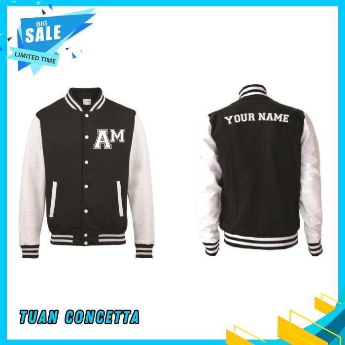 JAKET VARSITY BASEBALL KANCING BASEBAL DISTRO INISIAL NAMA BEBAS SATUAN LOGO POLOS CUSTOM INDONESIA 