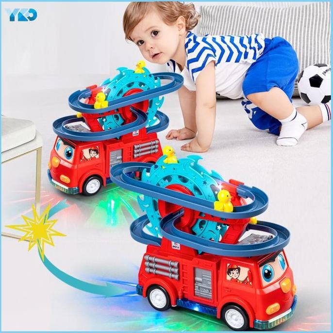 DE140 >> YKO Mainan Anak Mobil Pemadam Perosotan Putar Bebek Tiranosaurus Toy Car