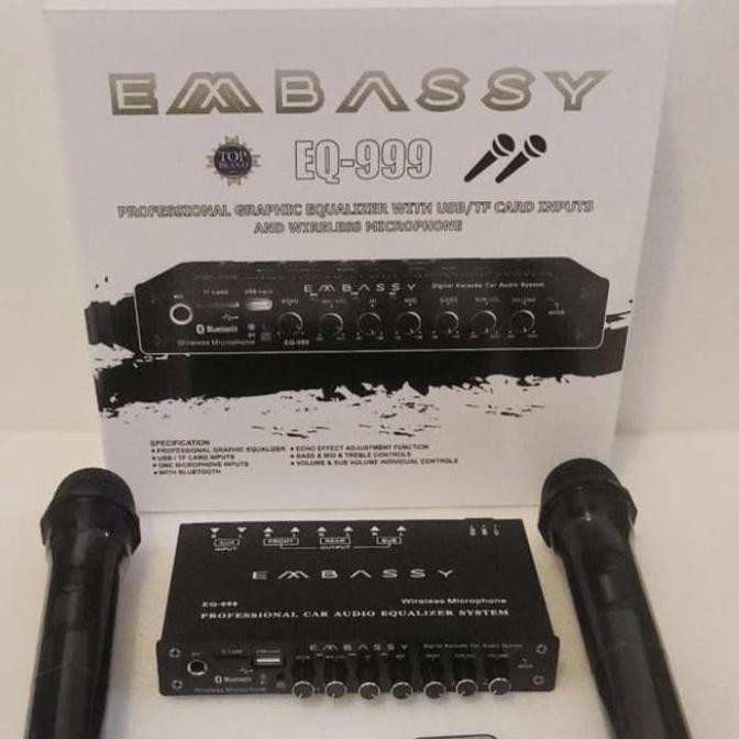 TERBARU - Parametrik Equalizer EMBASSY EQ-999 bluetooth karaoke 2 mic wireless embassy EQ-999 blueto