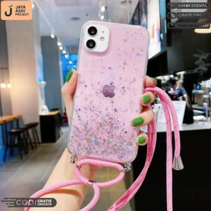 Diskon Realme 5/5 Pro/C17/C15/C12/C11/Narzo 20/Realme C2/Aik Case Tali Gantungan Nagita Gliter Lanya