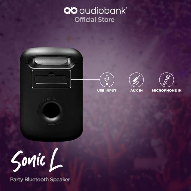 Audiobank Sonic L Speaker Aktif Bluetooth With AUX In Stereo 3.5mm jack MIC In 6.35mm Wired SonicL