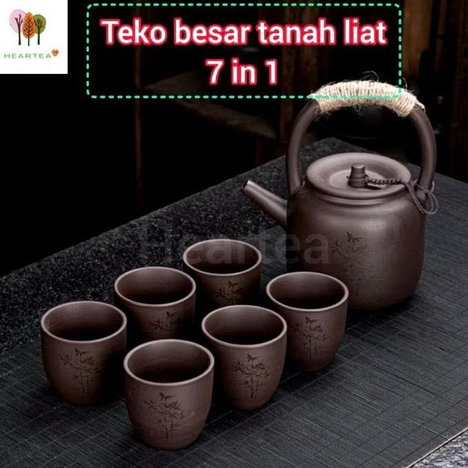 Japanese Style Clay Tea Pot Set / Teko Set Tanah Liat Klasik