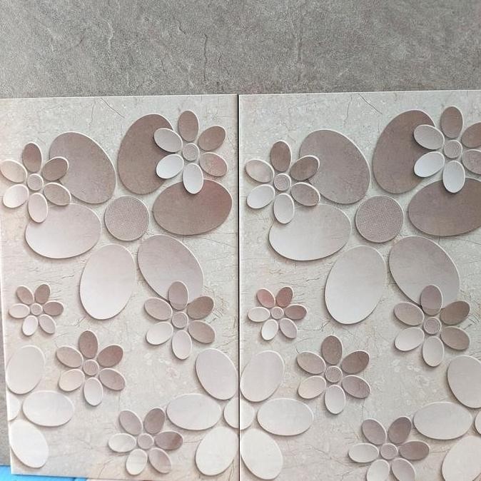 Terbaik Keramik Dinding Kamar Mandi 25X40 Glossy-Coklat Circle Line 100% Ori