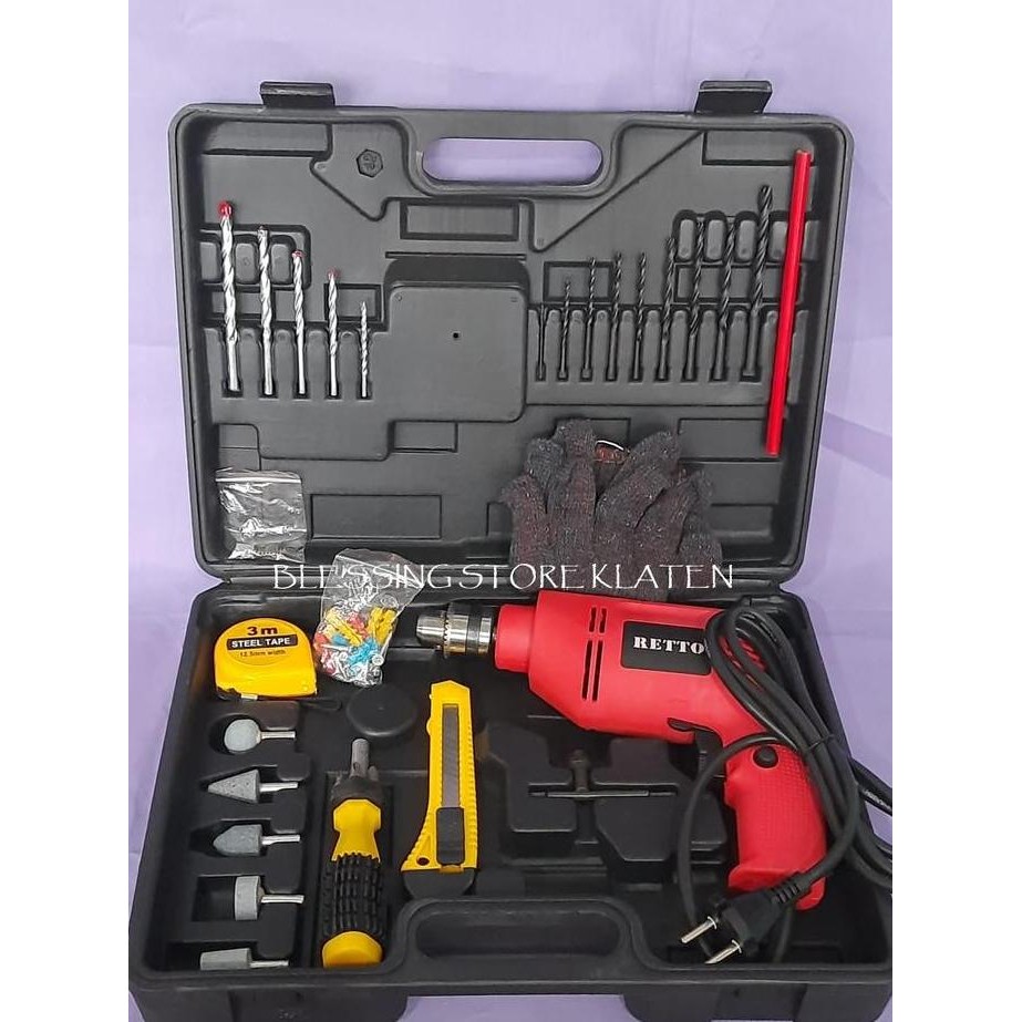 ] ELECTRIC DRILL RETTO / BOR TEMBOK SET 10 mm / BOR RETTO R-910-RE KOPER