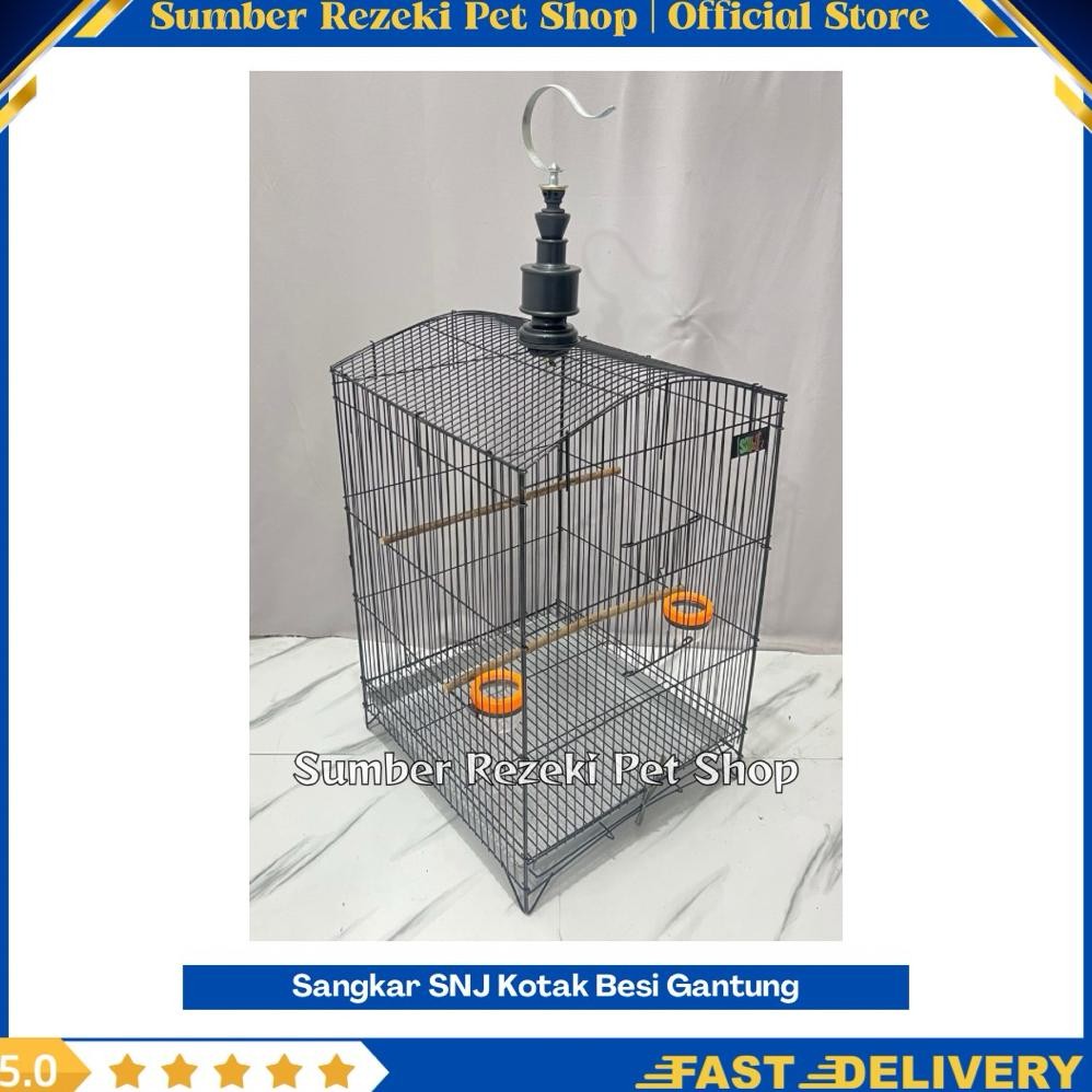 Merk SNJ 42 cm Jumbo Sangkar Besi Kotak Gantung Besar Besi Super Tebal Kandang Besi Kotak Gantung Ja
