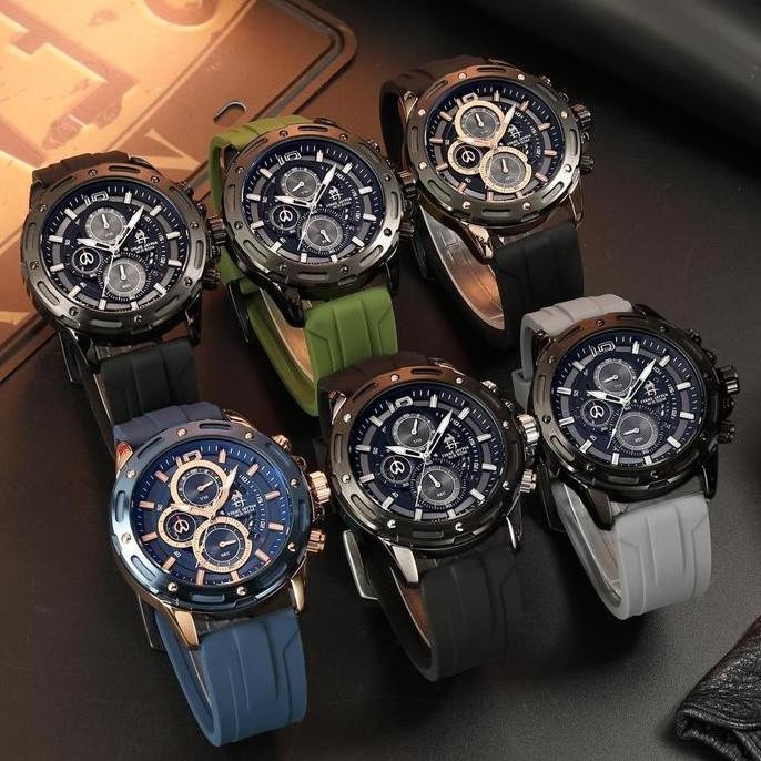 jam tangan   Evans Jayden Jam Tangan Pria 9494 Rubber Kaca Sapphire Chronograph Water Resistant 5ATM