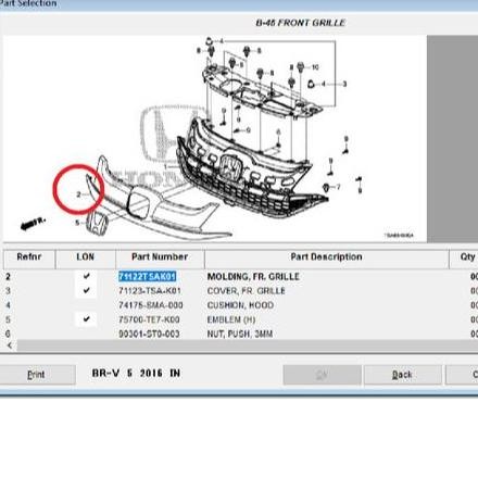 Grill Chrome Honda BRV 2016-2019 Genuine