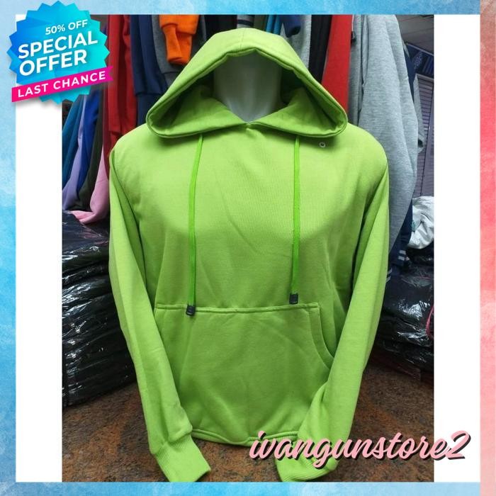 JAKET HOODIE JUMPER SWEATER DISTRO HIJAU STABILO IJO NEON BANYAK WARNA SABLON BORDIR POLOS CUSTOM PR