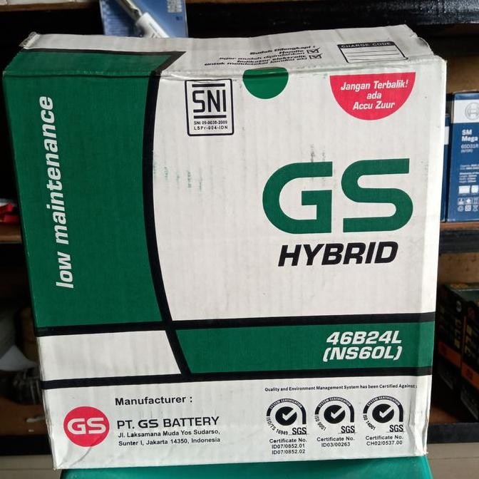 NEW Aki Mobil/ GS Hybrid NS60L / 46B24L/ Astra Otoparts/ GS NS 60L