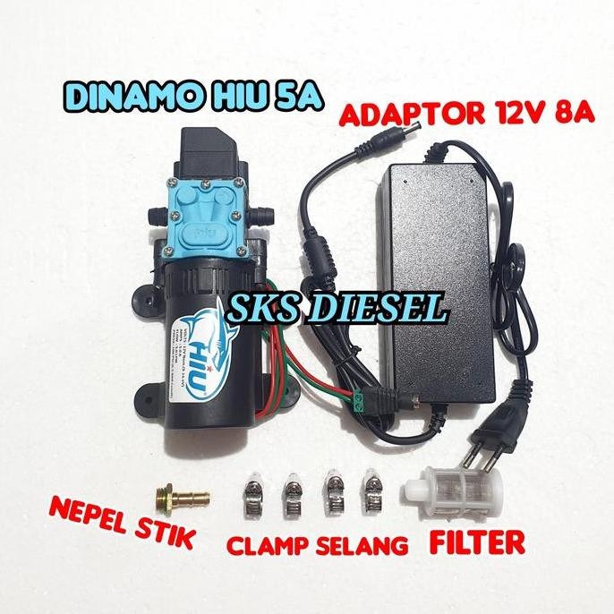 NEW Paket Pompa Air DC HIU+Adaptor+Aksesories Cuci Motor Mobil Steam AC