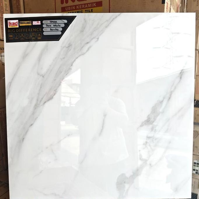 Terbaik Granit Lantai 60X60 Glossy Putih Marmer Abu Carara Ikad 100% Ori