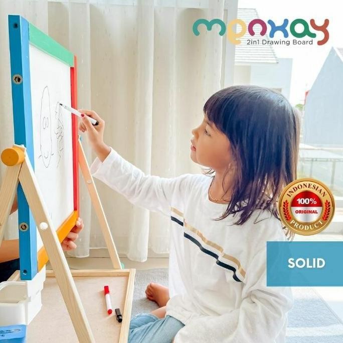 MenKay 2 in 1 Drawing Board | Papan Tulis Anak Dapat Kapur & Spidol PM