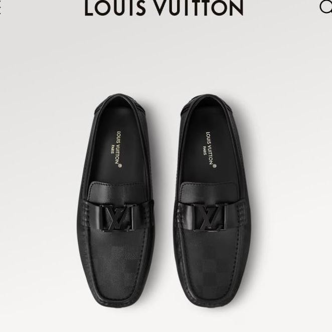 Sepatu loafers Man LV Louis Vuitton Monte Carlo Mocassin Denim Noir Original Product BS