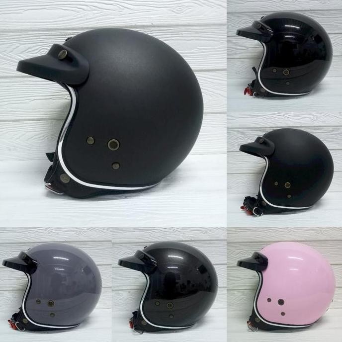 Helm Bogo Retro Njs Nr-80S Solid Original Premium Free Pet Njs