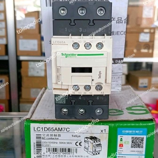 Terbaik Kontaktor Schneider Lc1D65Am7C 80A Coil 220Vac 30Kw 100% Ori