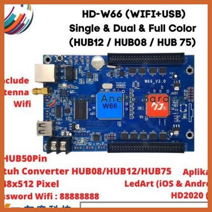 COD CONTROLLER HUIDU HD-W66 WIFI USB RGB FULL COLOR RUNNING TEXT P10 SIAP KIRIM