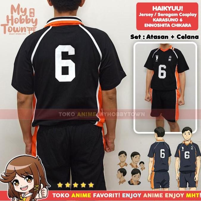 Ready  Kostum Jersey Karasuno No. 6 Chikara Ennoshita Haikyuu Cosplay