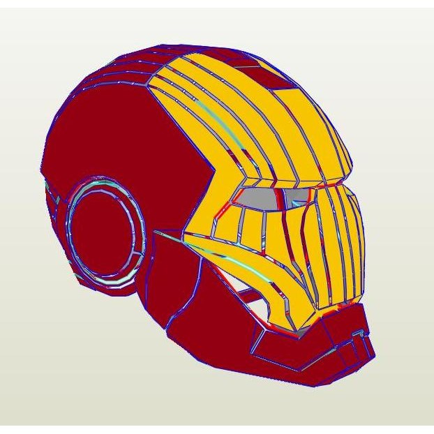 Ready  DIY Papercraft Lembar Pola Ironman helmet life size