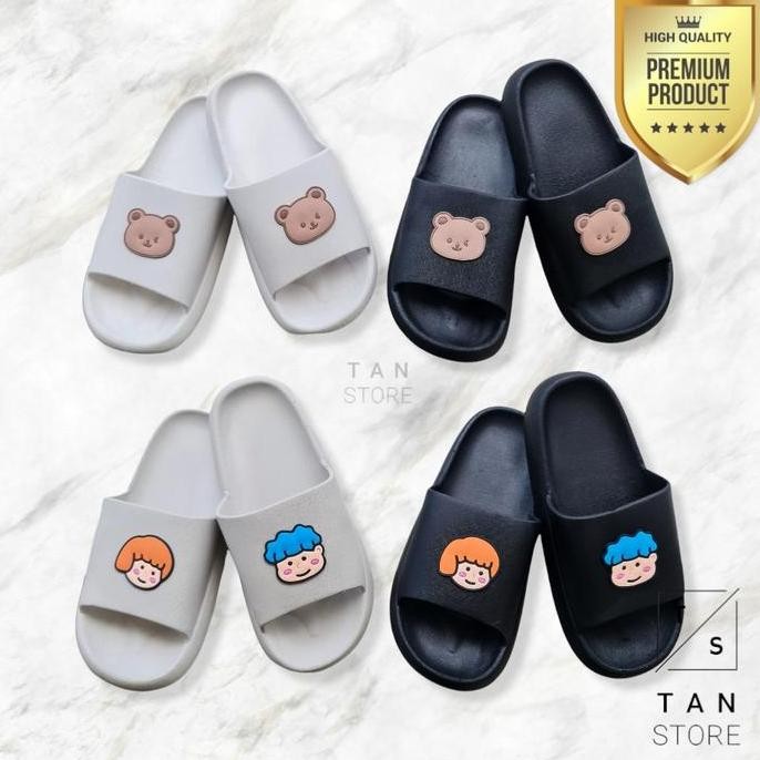 Sandal Karet Slip On Slop Wanita Karakter Lucu Premium