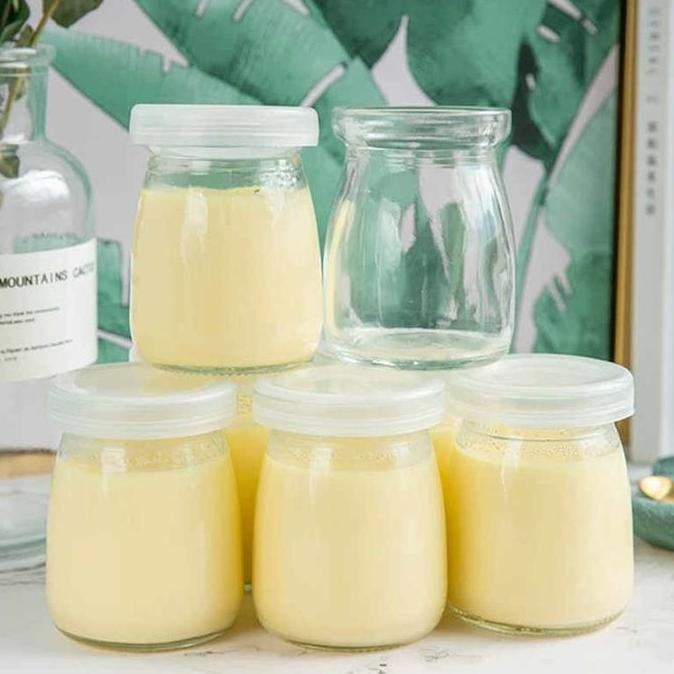 Jar Botol Pudding / Jar Toples ASI Pudding Yogurt Dessert Tutup Plastik Botol Kaca Penyimpanan