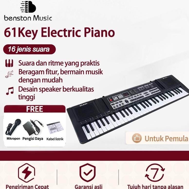 Benston Music-Piano Elektronik/ 61-Key Piano Gulung Elektronik/Piano Latihan Pemula