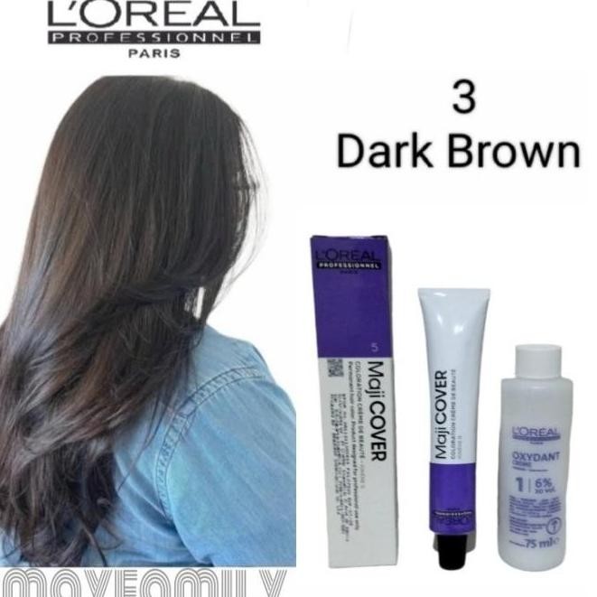 cat rambut loreal maji cover 3 dark brown majicover dark brown