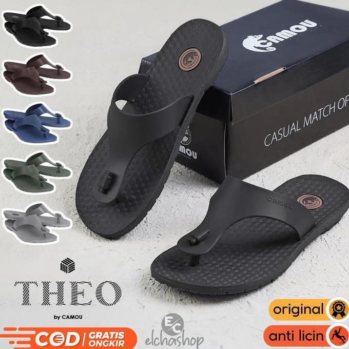 Sandal Pria Dewasa Distro Keren Ori CAMOU THEO SERIES ORIGINAL Sendal Jepit Cowok Casual Kekinian Mo