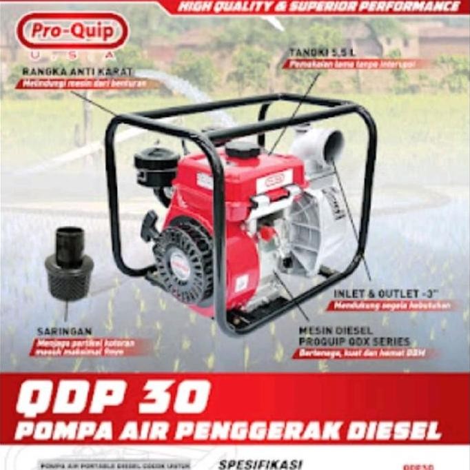 Proquip Usa Mesin Pompa Air Penggerak Diesel Solar 3" Inch Qdp 30 Mesin Pompa Air Sawah Irigasi Alko