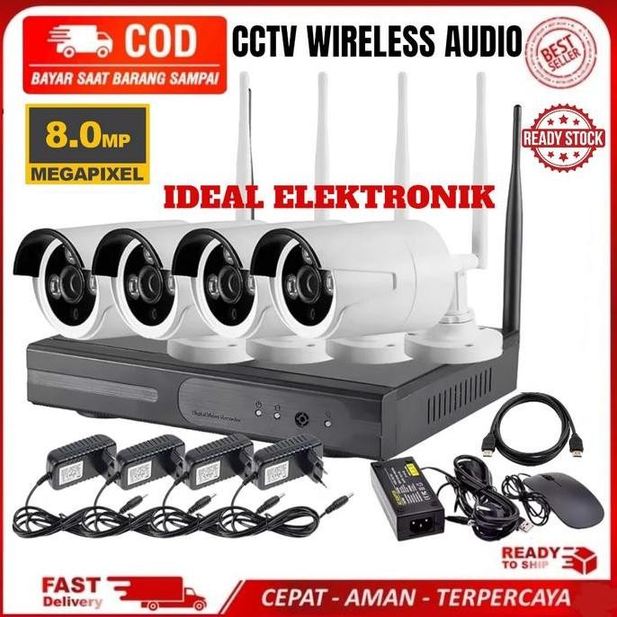 Paket Cctv/Cctv Wireless/Camera Cctv/Nvr Kit 4 Channel 4 Camera 8Mp