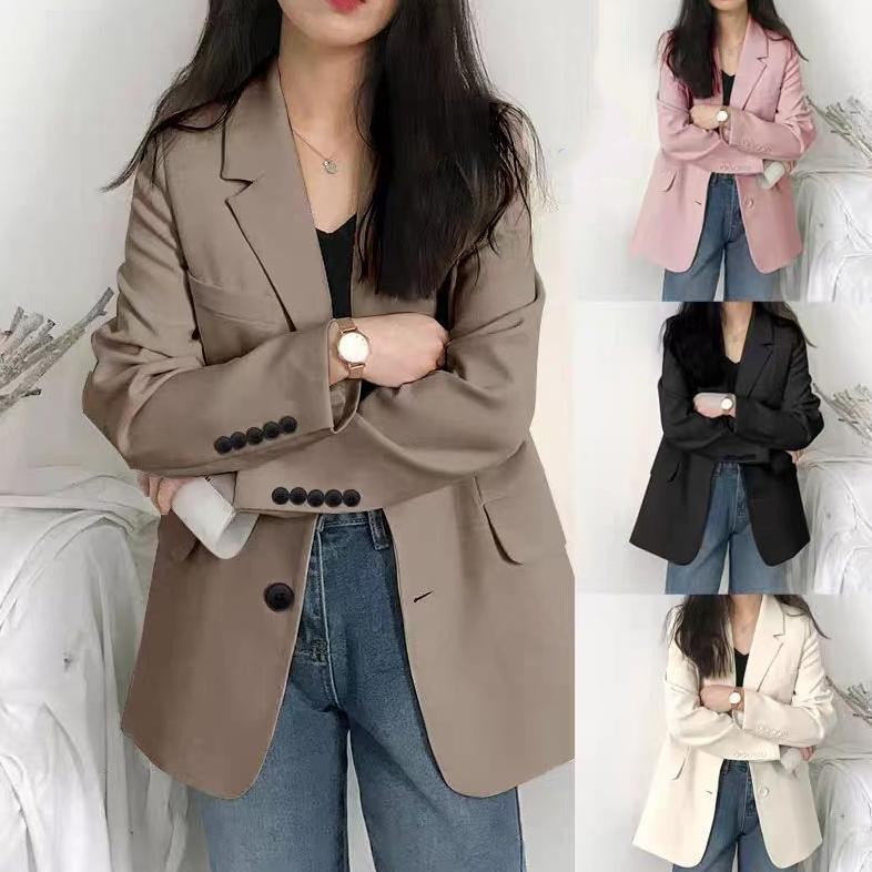 Blazer Lengan Panjang Polos / Blazer Wanita /Jas Kantor Korea / Jas Blazer Slimfit Wanita Modern