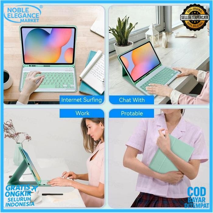 Berkualitas Wireless Keyboard Case Samsung Tab A9 8.7" / A9+ A7 Lite A8 10.5" S6 Lite Tab S9 / Fe S7