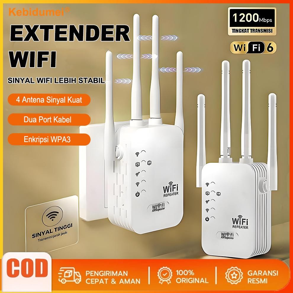 [Barang Spot] Wifi Expander 1200Mbps 2.4GHz/5GHz Repeater 6 Antenna WiFi Extender Signal Amplifier A