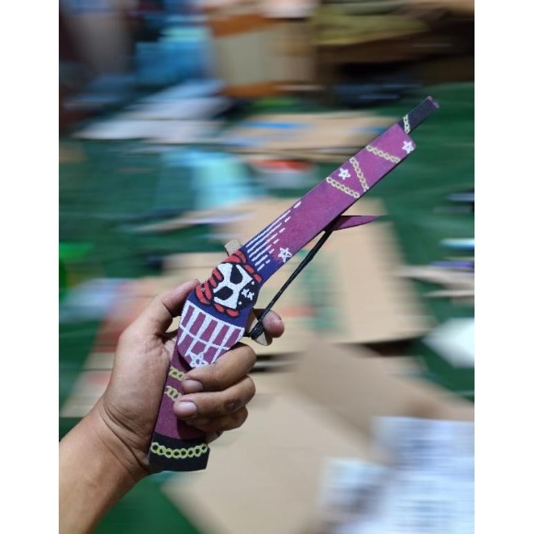 Kuke Pistol Mainan Kayu Sg Ungu Rapper Ff Tembakan Karet Et-61