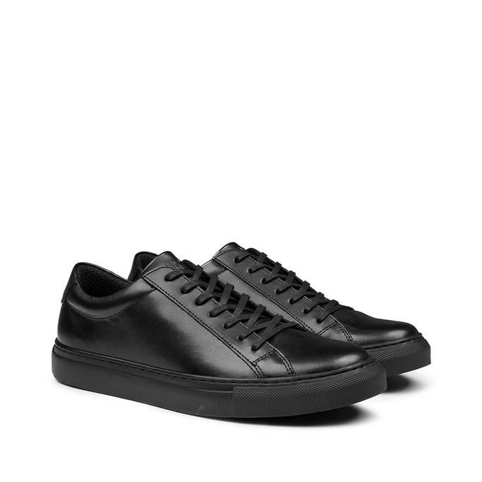 Prabu - Sepatu Kulit Sneakers Pria Cipta Black-Hitam casual shoes