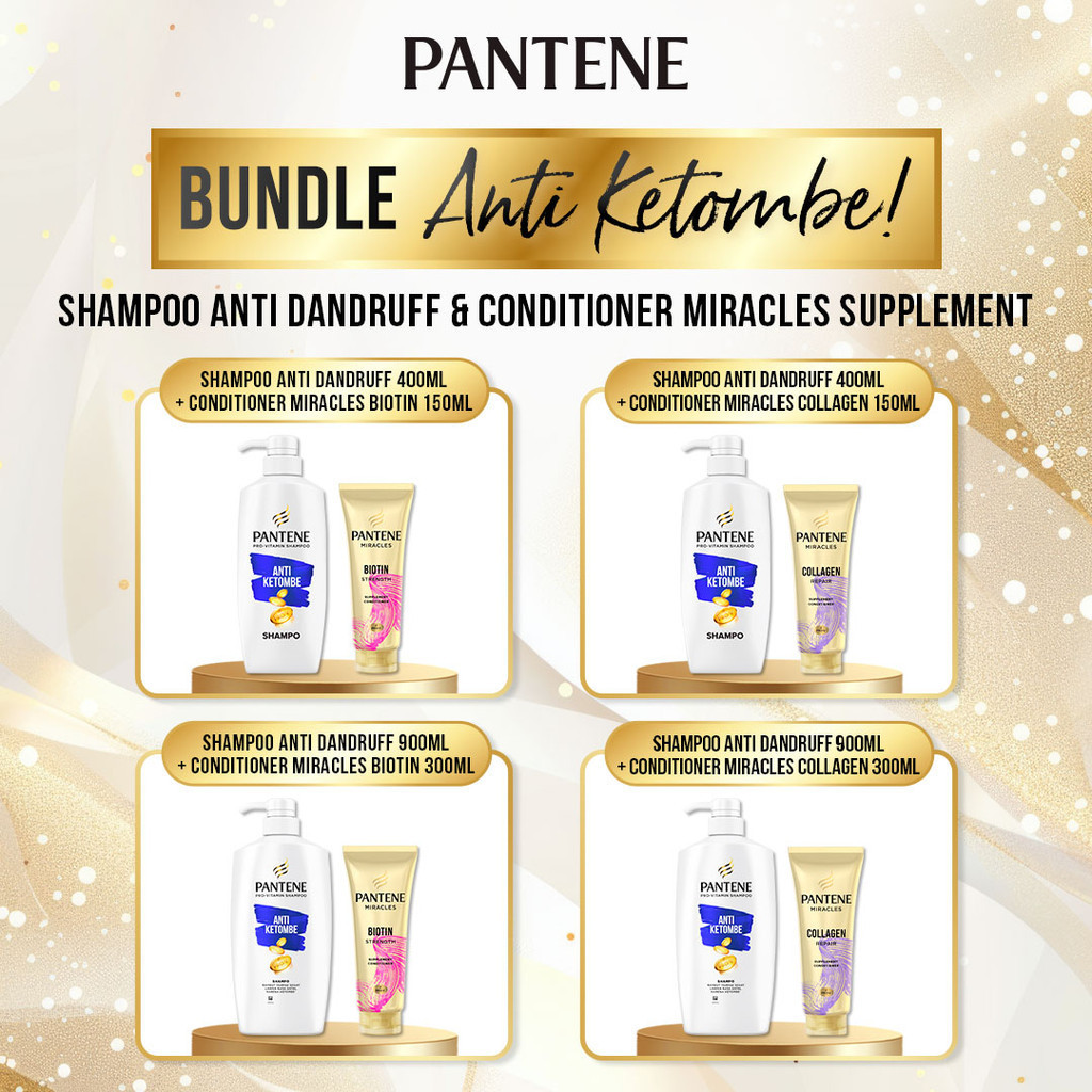 [BUNDLE ANTI KETOMBE] Pantene Shampoo Anti Ketombe & Conditioner Miracles Supplement