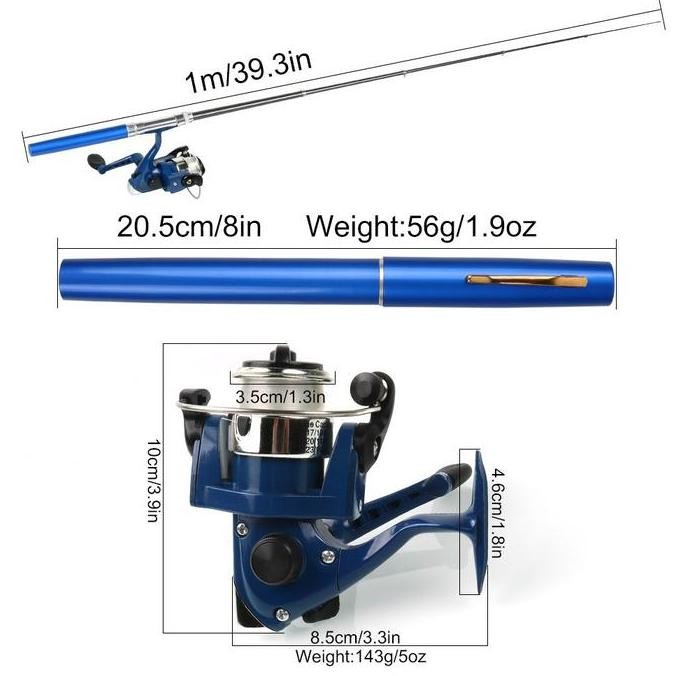 Set Pancingan Pulpen Mini Fishing Rod Pen Joran Pancing Pulpen Pancingan Portable Alat Pancing Paket