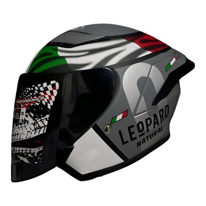 HKM STAR LEOPARD | helm halface gratis spoiler paket ganteng kaca hitam standar harga pabrik Motorcy