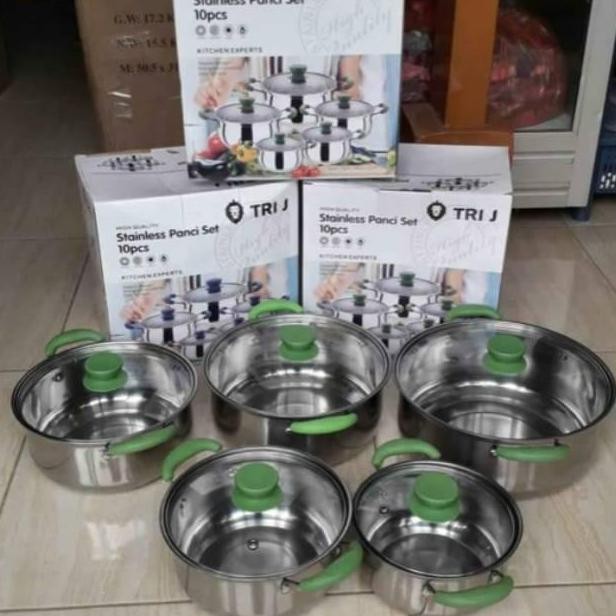 PANCI 5 SUSUN TUTUP KACA / PANCI 5 SET GAGANG WARNA HIJAU TUTUP KACA