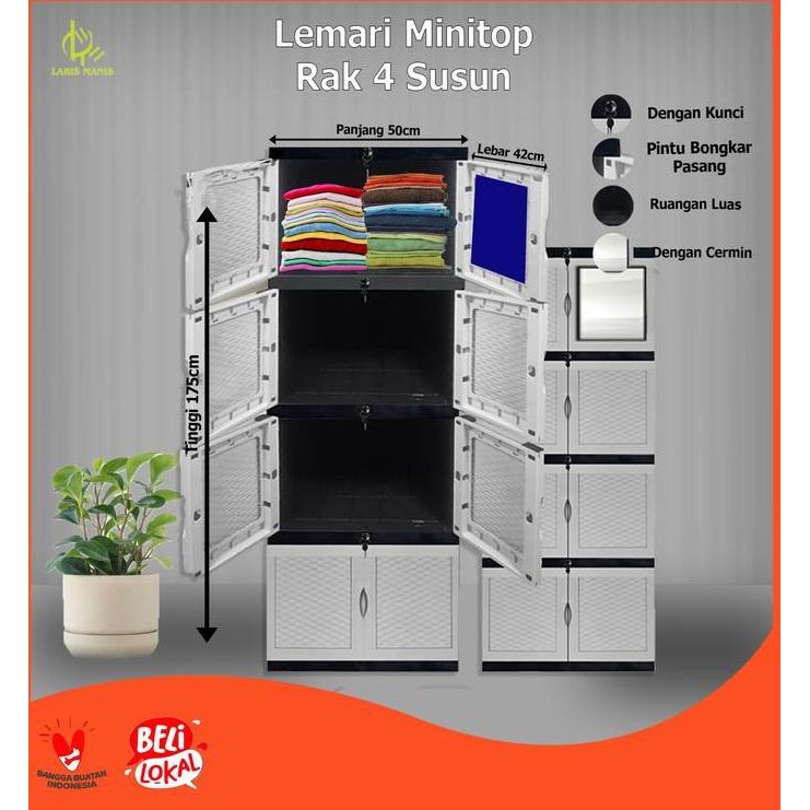 TERMURAH - Lemari Plastik 4 Tingkat / Lemari Pakaian 4 Tingkat Plastik / Lemari Plastik 4 Susun / Le