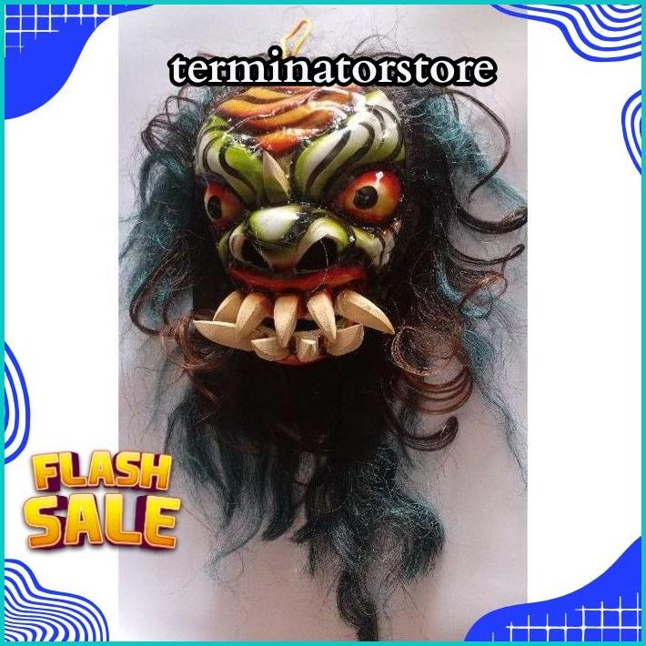 COD Topeng Buto Gedruk Mainan Anak Seram Asli Kayu