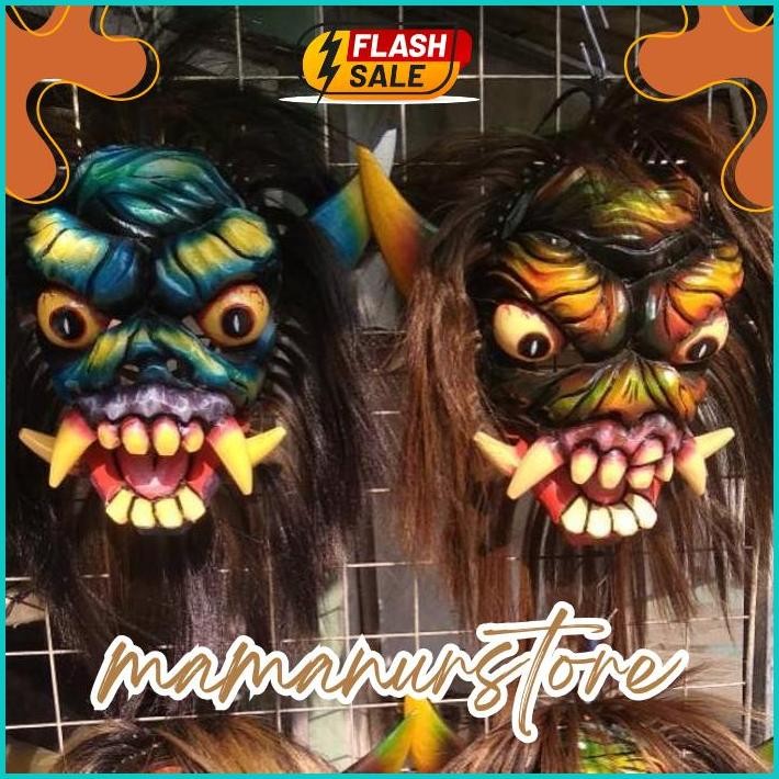 DISKOM GEDRUKAN TOPENG MOSTER GEDRUK /TOPENG SPON MAINAN GIGI KAYU SERAM /TOPENG GERDUK