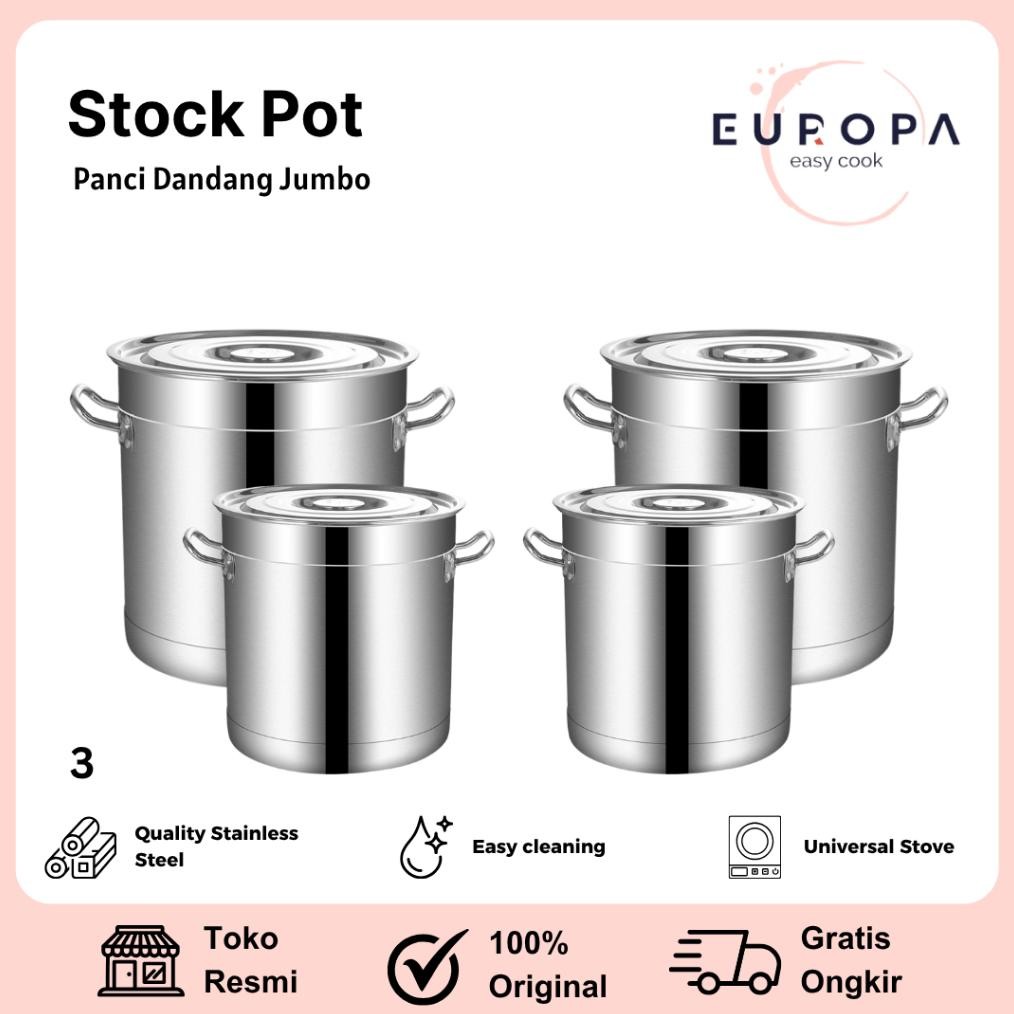 Panci Dandang Stainless Steel Tebal Panci Bakso Stockpot Panci Besar EUROPA