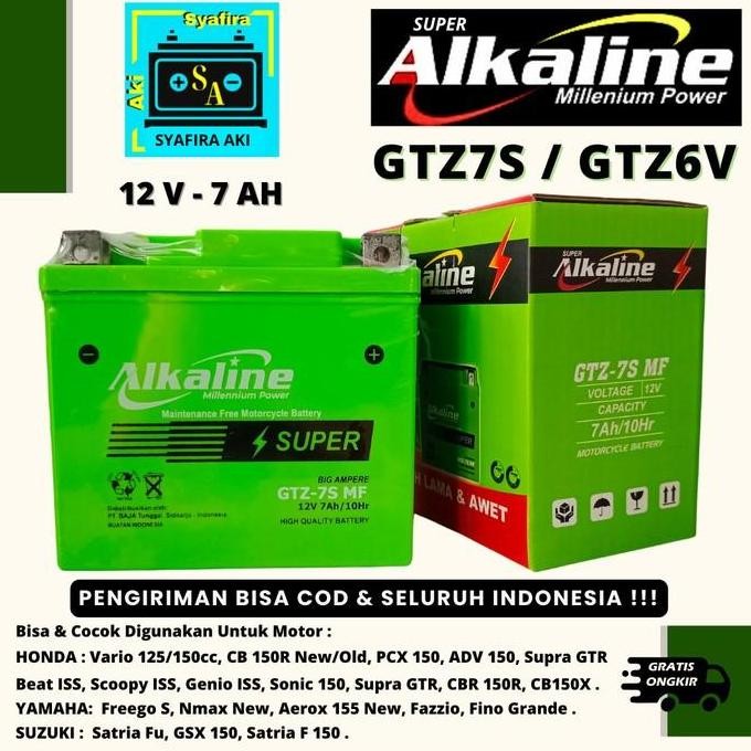 Aki Motor Satria Fu 150, Gsx-R 150, Klx, D-Tracker Gtz7S Alkaline