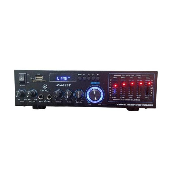 Amplifier Kerndy Bluetooth 5.2 Audio Eq Av-688Bt Channel 2.1 Full Bass Subwofer Amplifier Karaoke Ho