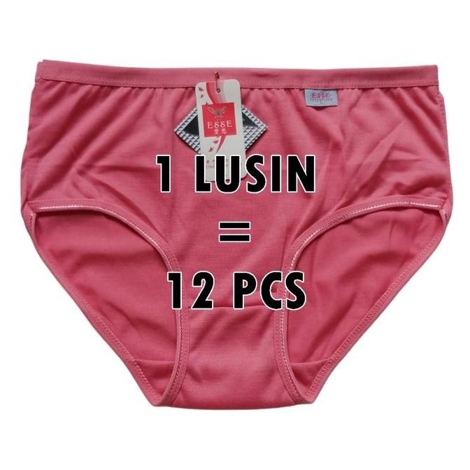 Promo 12 pcs / 1 Lusin Celana Dalam Wanita Esse Motif Polos tetron rayon korea COD